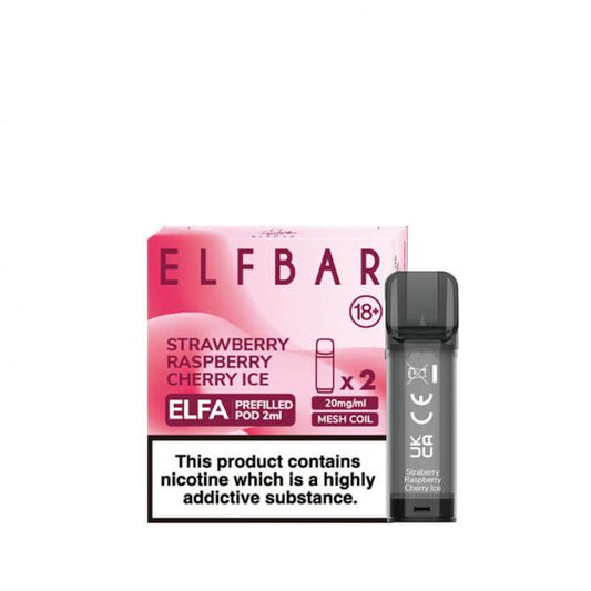 Elf Bar Elfa Strawberry Raspberry Cherry Ice Prefilled 2ml Pods 20mg 2-Pack