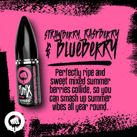 Riot Squad Punx Strawberry, Raspberry & Blueberry Nicsalt E-Liquid 10ml